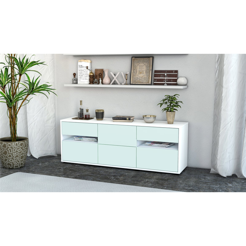 Wydra Unfinished TV Stand for TVs up to 60", Light Blue / Matte White
