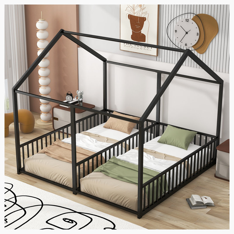 Tumay Metal Canopy Bed, Black