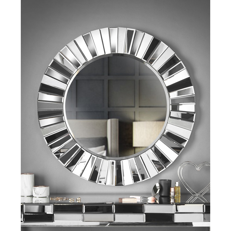 Nimmons Glass Wall Mirror, Grey/Silver