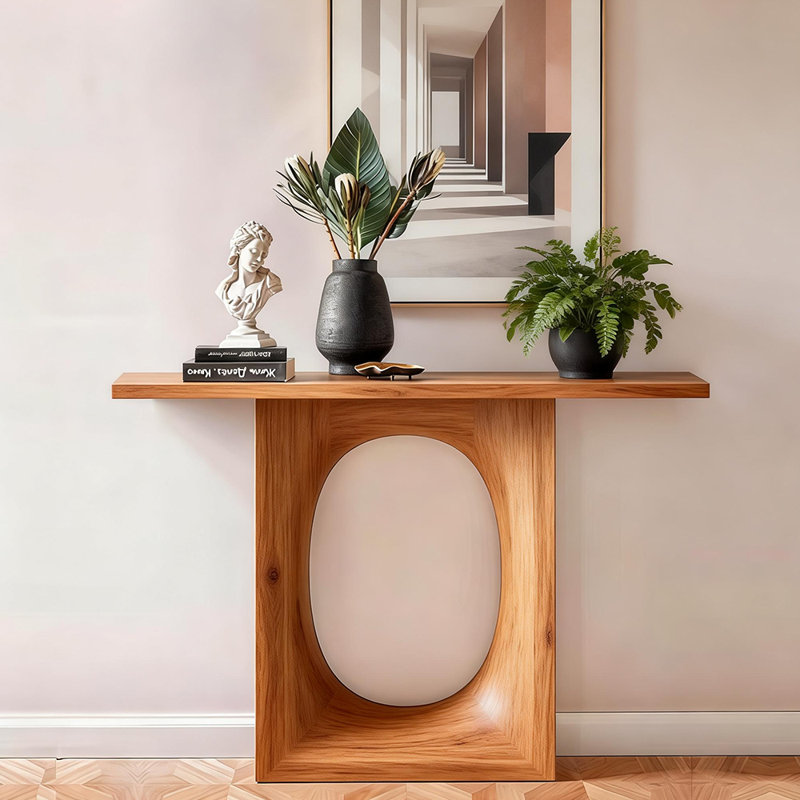 European country style simple console table, Brown, 29.5" H x 55.1" W x 13.8" D