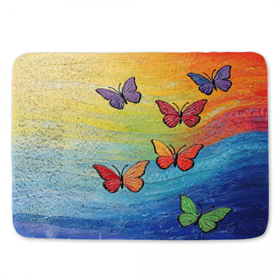 Tapis de bain papillon vol naturel Boho