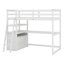 Lit mezzanine simple avec bureau en L, structure de lit mezzanine en bois avec tablettes et 2 tiroirs intégrés-1400104379