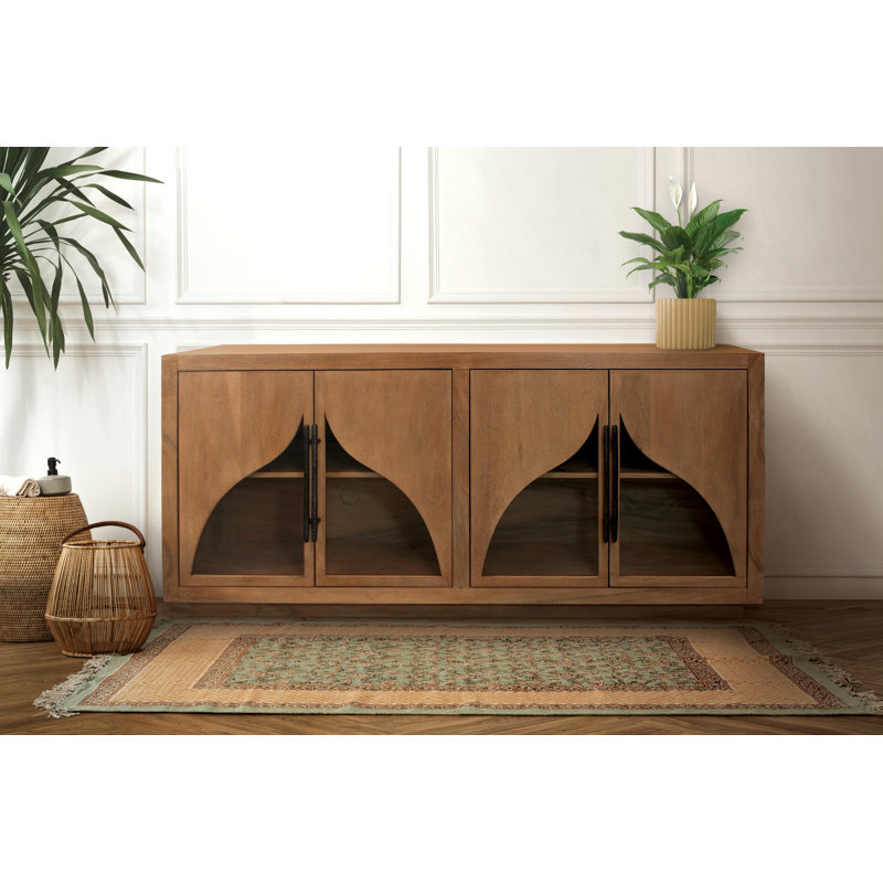Buffet en bois massif 4 portes Kate, Naturel