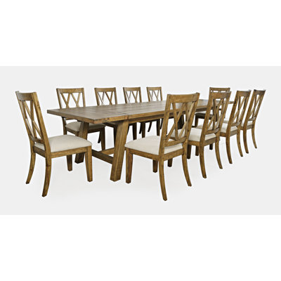 Fahrettin Extendable Pine Solid Wood Dining Set