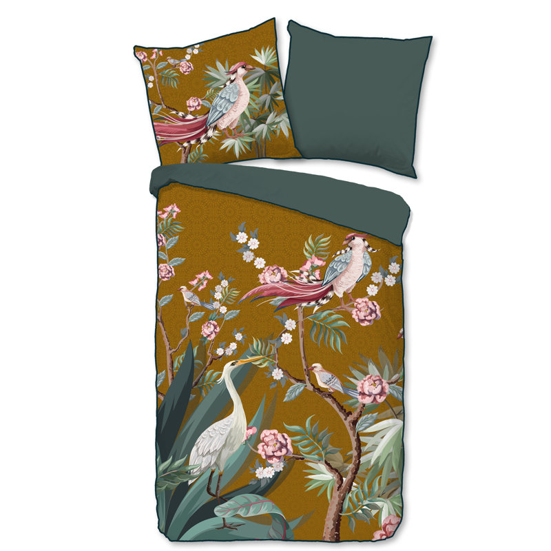 Descanso Duvet Cover Sarenza Petrol, 135 x  200 cm - 1 Pillowcase (80 x 80 cm), Ochre