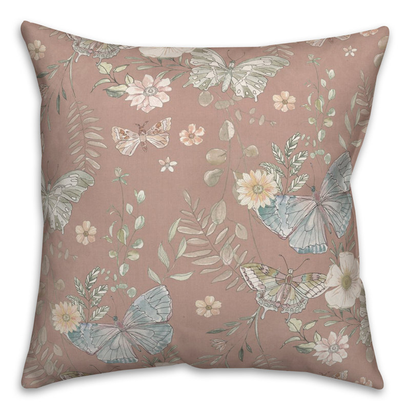 Floral Reversible Throw Pillow, Maroon