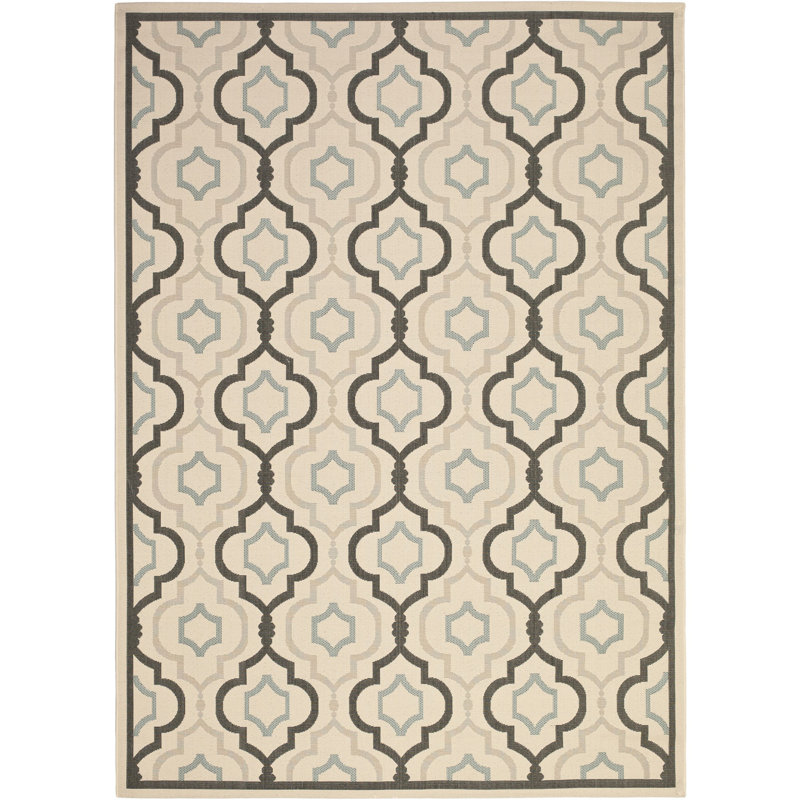 Tapis d'intérieur / extérieur à motif géométrique Herefordshire Performance, Rectangle 9 pi x 12 pi