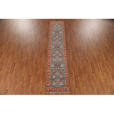 All-Over Blue Traditional Oriental Runner Rug 3x12