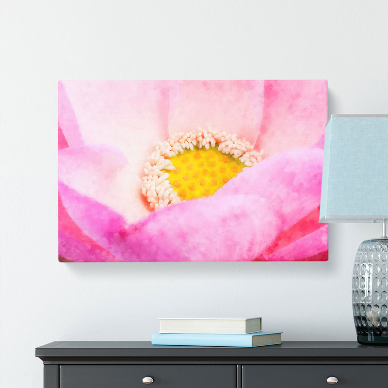 Pink Flower - Wrapped Canvas Painting, 40cm H x 60cm W x 3cm D