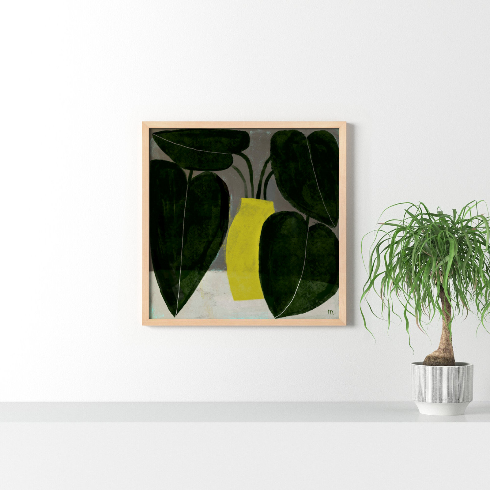 Plant "Plant No. 7" Painting, 30" H x 30" W x 1.25" D, Brown