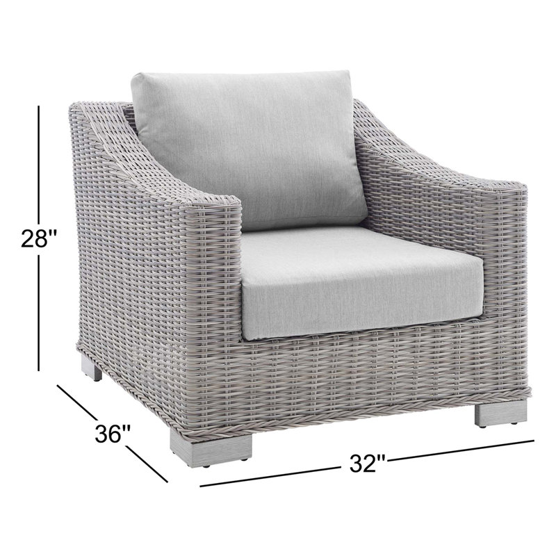 Conway Outdoor Patio Wicker Rattan Armchair, Gray