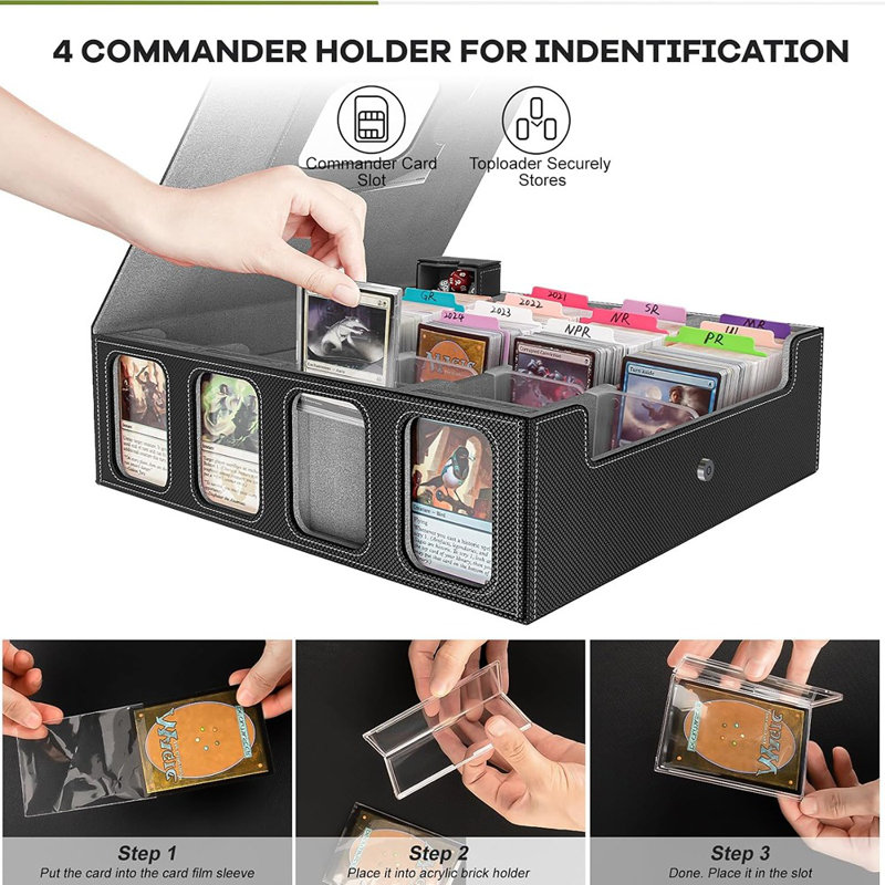 Deck Box, 3200+ Card Storage Box With 30 Divider & ...