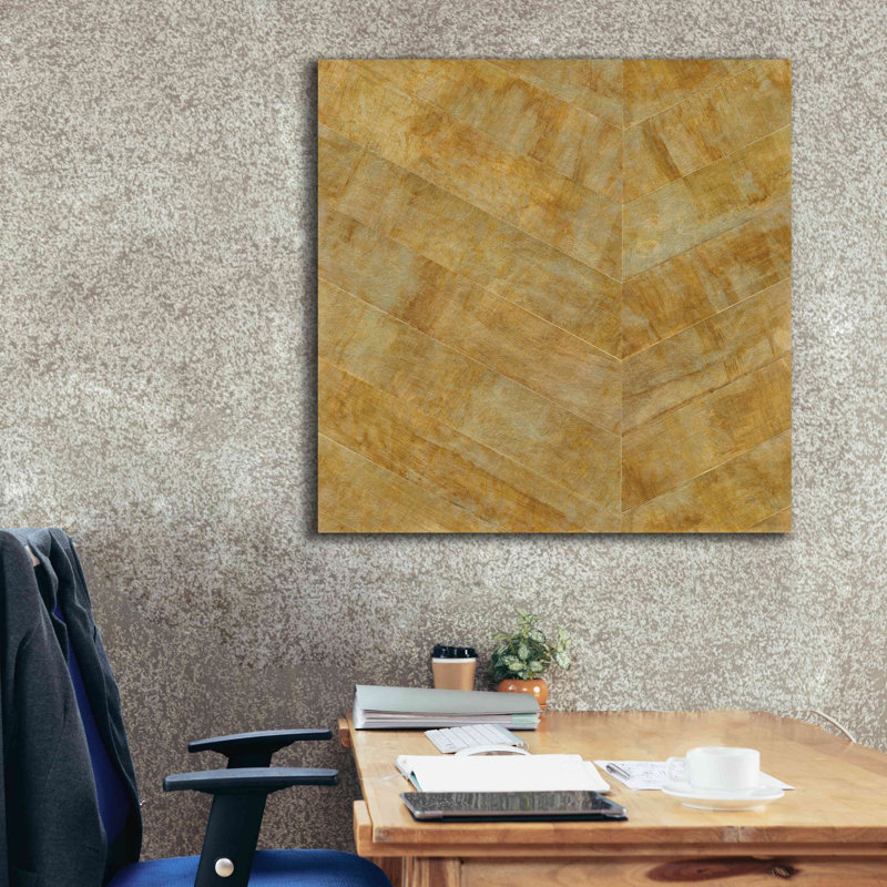 «Gilded Herringbone I» par Chris Paschke, H 37 po x l 37 po x P 1,5 po
