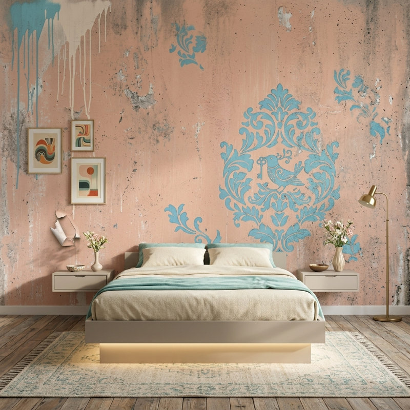 Papier peint rétro avec décoration murale, Non tissé, 160 po x 108 po