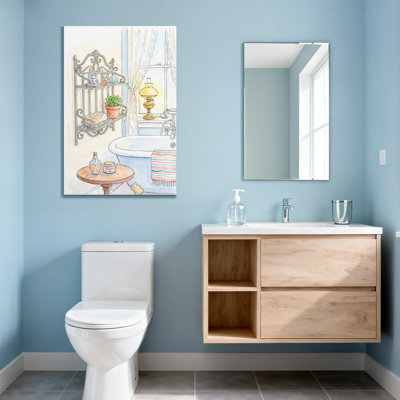 Scène de salle de bain vintage avec baignoire et tablette Bath & Laundry