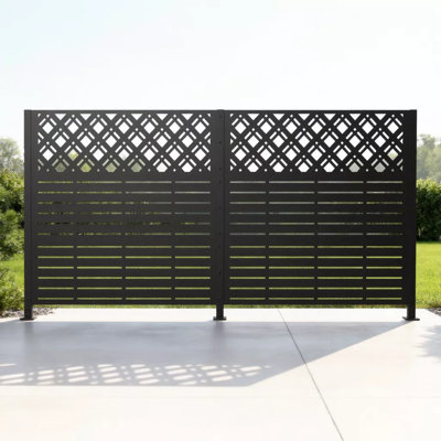 Panneau d'intimité en métal Panels, panneaux d'intimité extérieurs, clôture de poubelle, clôture de climatiseur, clôture pour équipement de piscine, clôture pour cour arrière, noir Rhombus