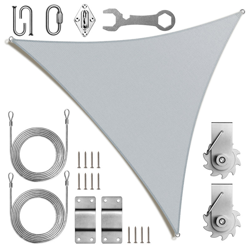 Voile d'ombrage triangulaire Royal Shade avec treuil d'installation, 28 pi x 28 pi x 28 pi, Gris