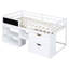 Lit mezzanine simple bas avec bureau à roulettes, tablette en blanc-785693474
