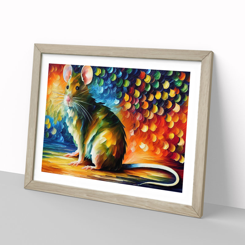 Rat Abstract - Single Picture Frame Painting, Oak, 46cm H x 64cm W x 2cm D