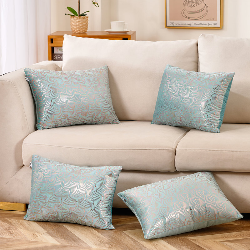 Coussins décoratifs en velours, Bleu, Housse de coussin seulement - sans coussin