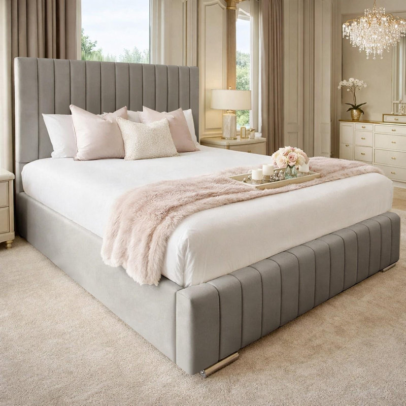 Upholstered Bed, Small Double (4'), Silver