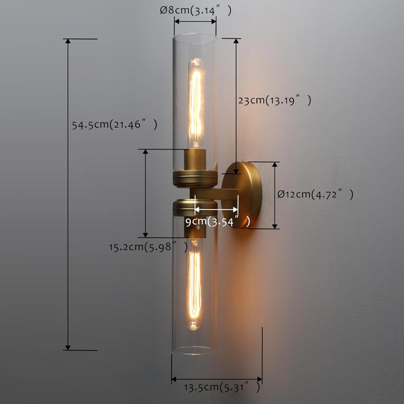 Ensemble d'appliques murales cylindriques en verre 2 lumières Pathson