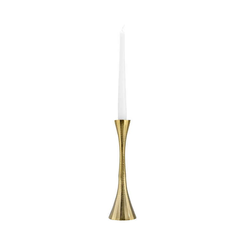 Metal and Aluminum Taper Candle Holder, 10" H x 3" W x 3" D, Brown/Gold