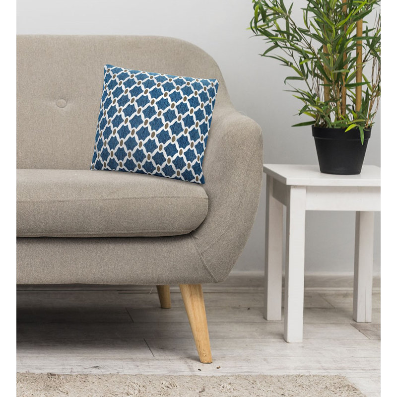 Beauville Geometric Square Cushion, Teal, 55 x 55cm