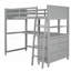Lit mezzanine simple avec tiroirs et bureau - Spacieux Durable, gris (aucun sommier requis)-182295299-182295308