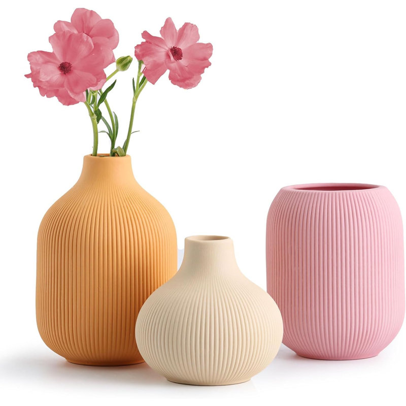 Vase de table Museville, Beige / rose / jaune
