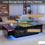 Table basse à plateau relevable noir avec rangement, lumières DEL, chargement sans fil et haut-parleur Bluetooth | Idée de cadeau-1143794168