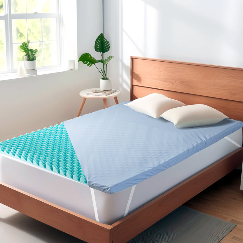 2" Reversible Gel Memory Foam Mattress Topper with bonus breathable cover, Queen