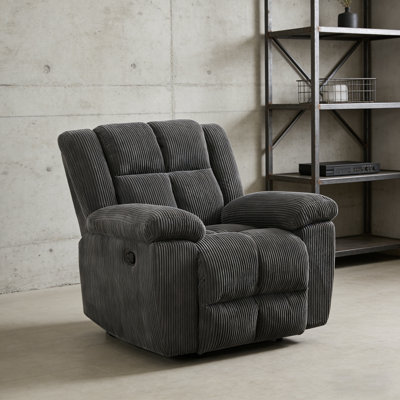 Fauteuil inclinable simple gris profond avec tissu épais, résistant à l'usure et confortable