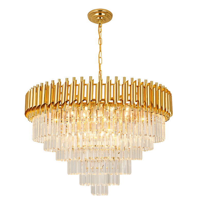 Melar 17 - Light Dimmable Tiered Chandelier, Gold