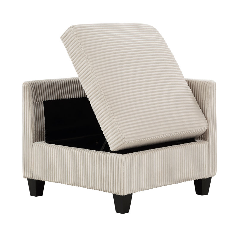Siège de coin moderne avec rangement en velours côtelé 1pc, Beige