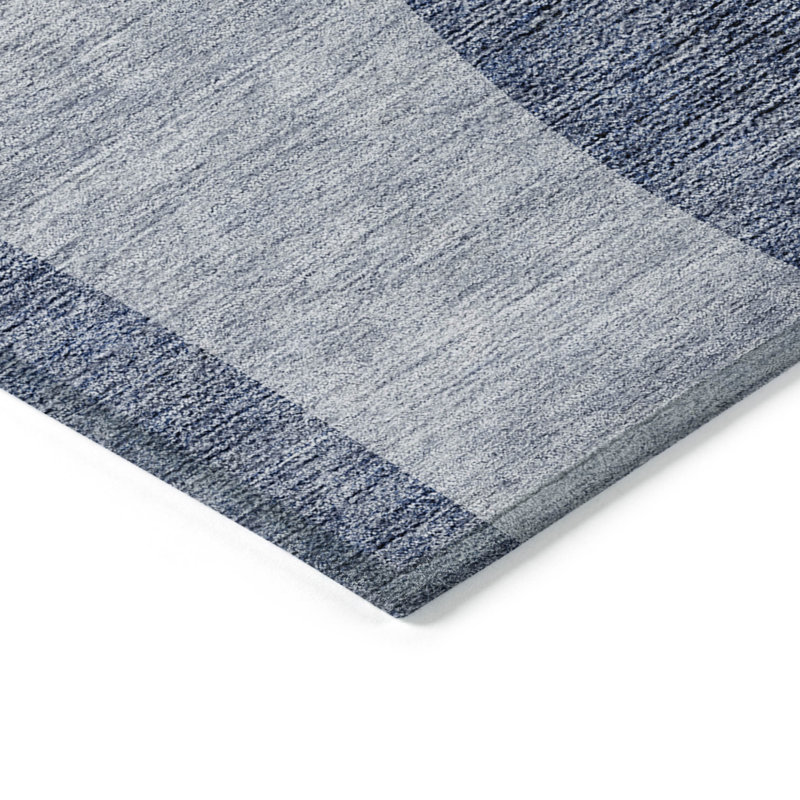 HomeRoots 10' X 14' Denim Blue And Sky Blue Abstract Washable Indoor Outdoor Area Rug