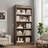 5-Shelf Vintage Wooden Bookshelf (Brown) In Farmhouse Style, With Display Shelves And Recesses, Wooden Base; Suitable For Offices And Libraries-358537903