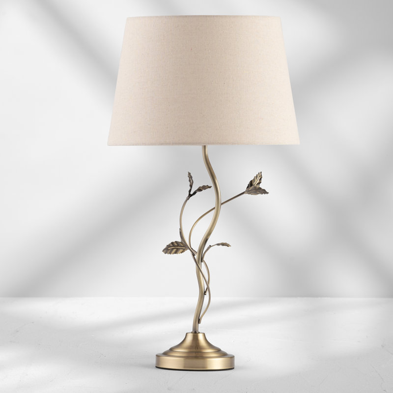 Antique Metal Leaf 59cm Table Lamp, Beige;Cream
