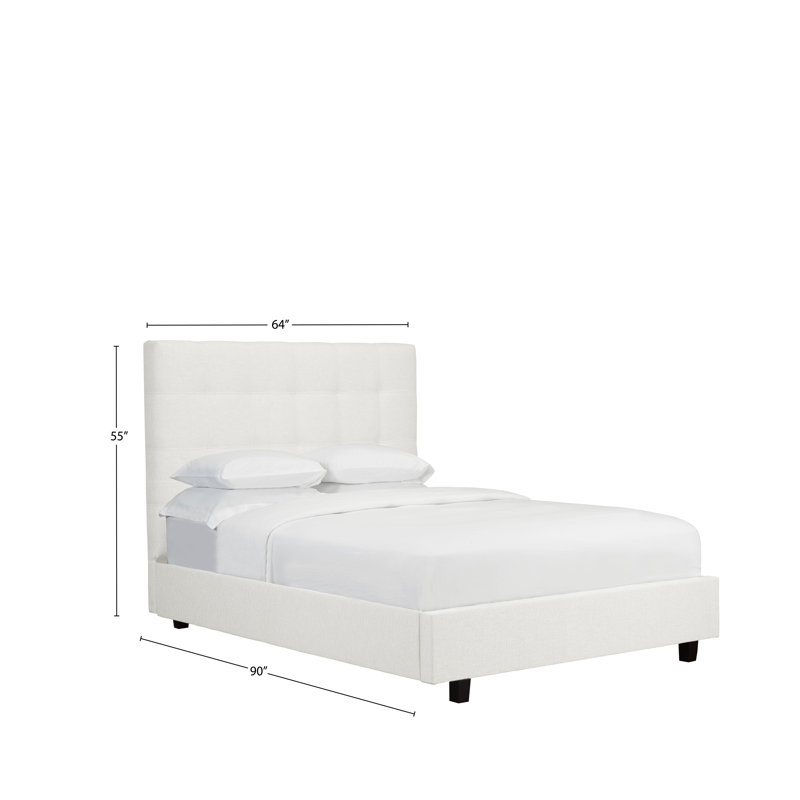 Lit plateforme tapissier Haskins, Cuir - Blanc, Grand