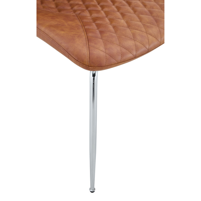 Chaises de salle à manger en cuir brun de qualité supérieure, pieds réglables en métal, conception moderne, ensemble de 4