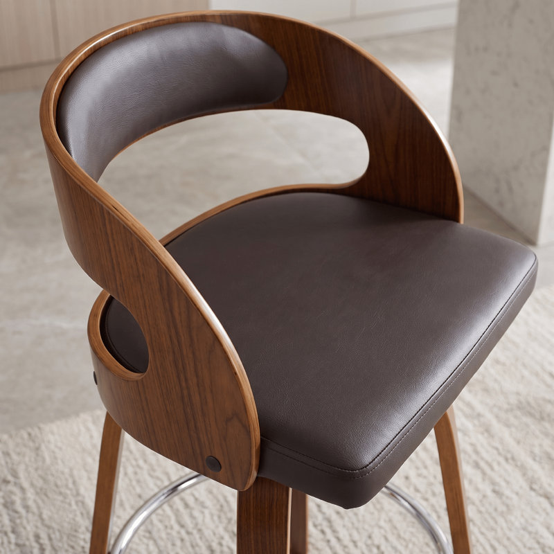 Pensacola Mid-century Swivel Counter Height Bar Stool, Walnut, Brown, Bar Stool (30" Seat Height)