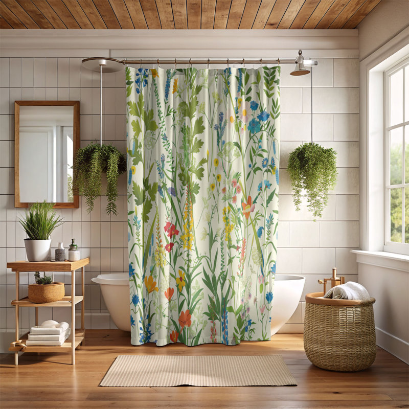 New Blossom - Rideau de douche Premium, H 74 po x l 71 po