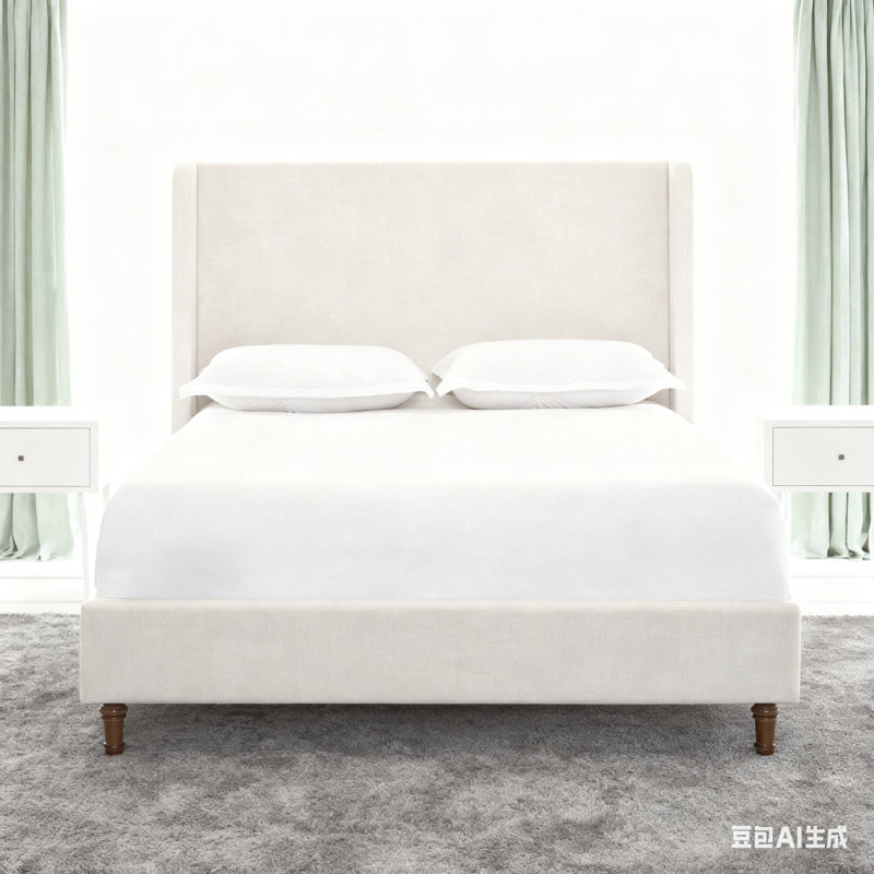 Lit tapissier Modern, Blanc, Grand