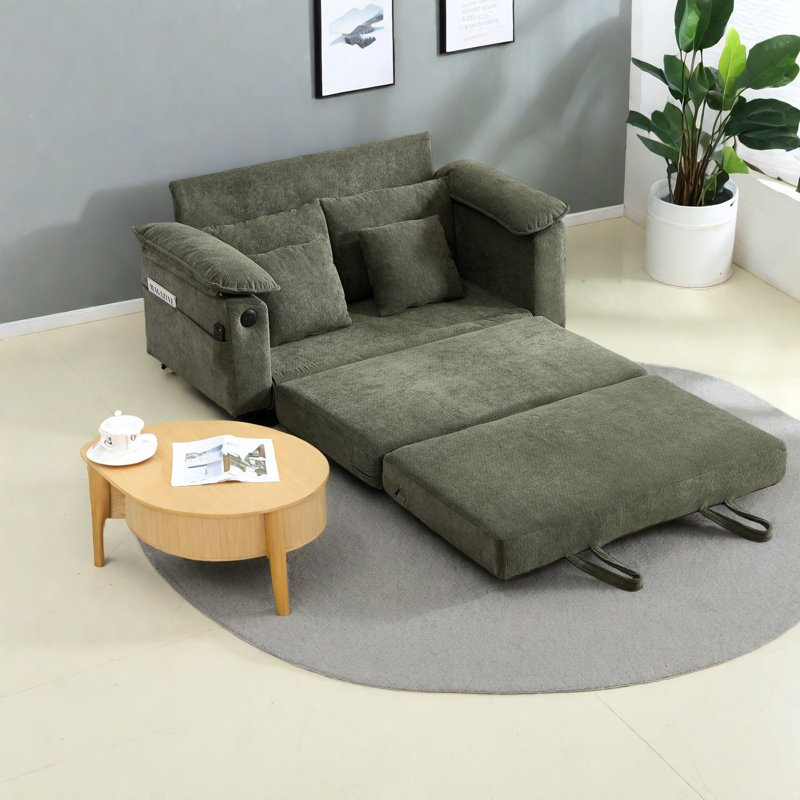 Compression Sofas With Storage, 58 Inch Chenille Modern Sleeper For Home