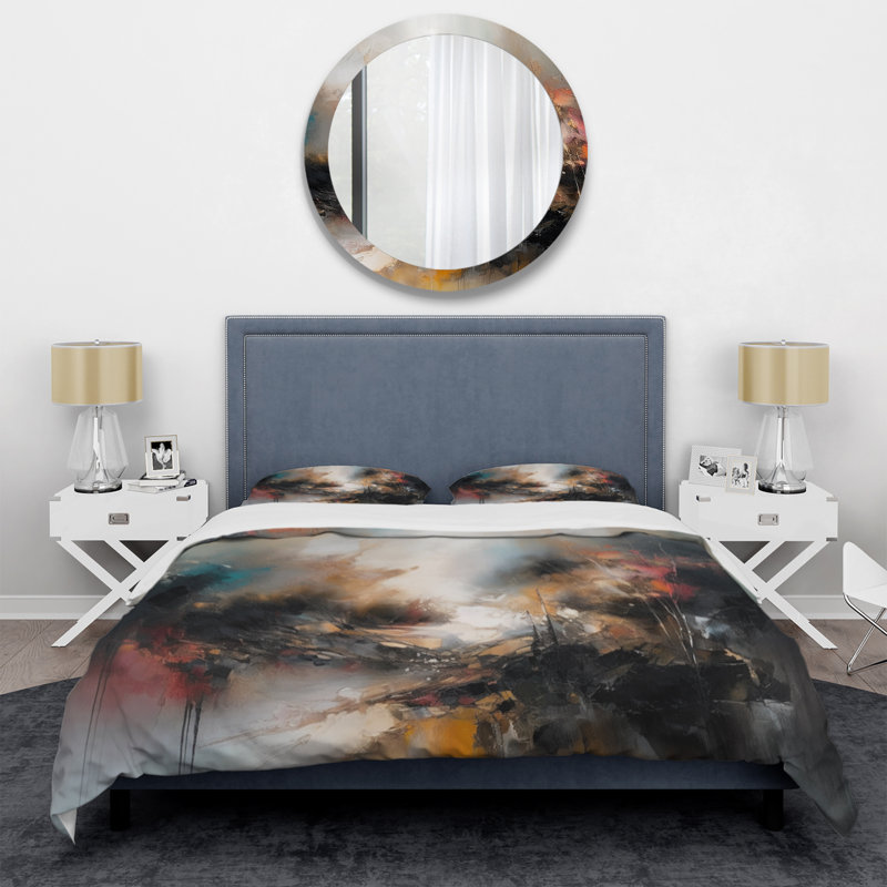 Ensemble de housse de couette en microfibre / polyester Brown Abstracted Nature II Bedding