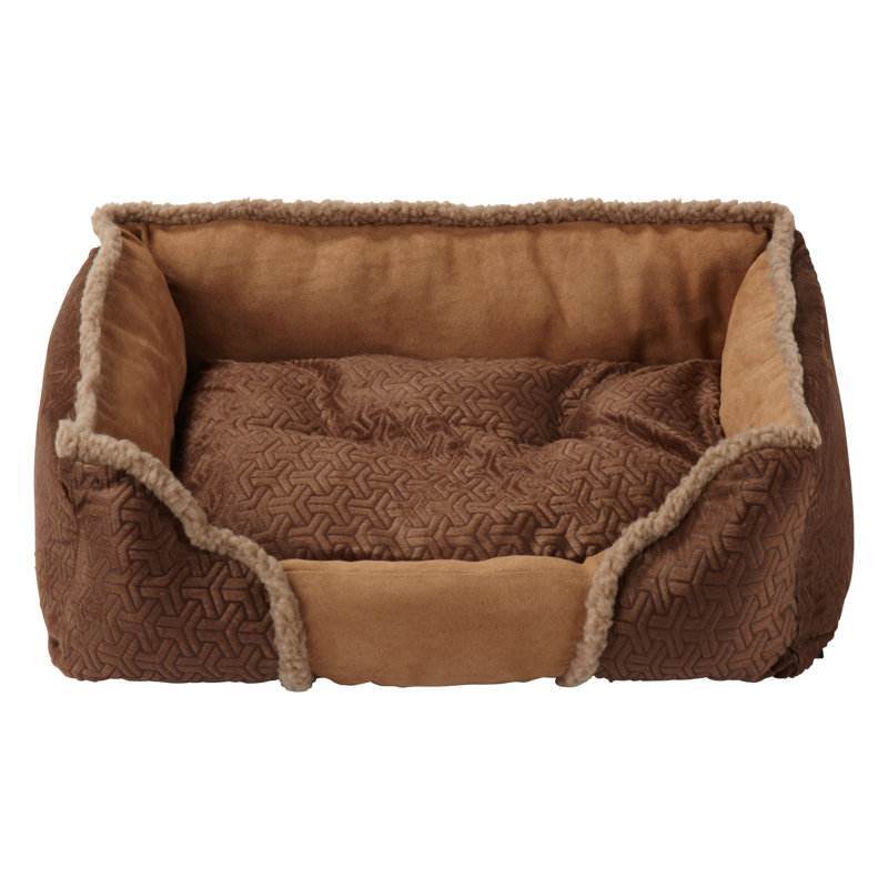 Vandyke Geometric Pet Bed, Brown, 18 cm H x 60 cm W x 48 cm D