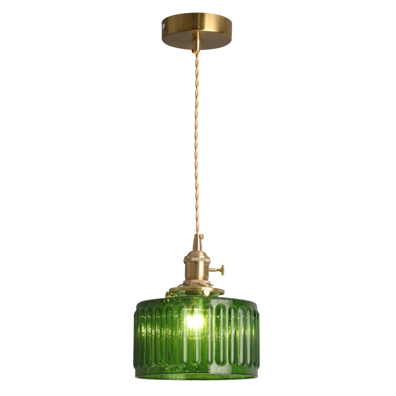 Lampe suspendue en verre avec lustre rétro E27, Vert