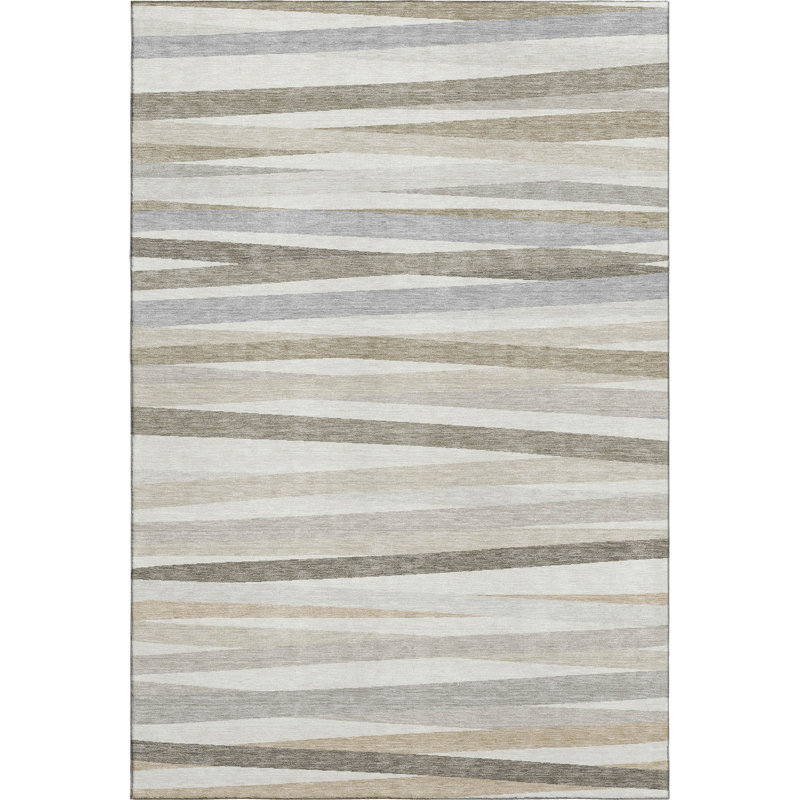 Premium Machine Washable Natoma AMF997 Stripes Rug, Rectangulaire 3 pi x 5 pi