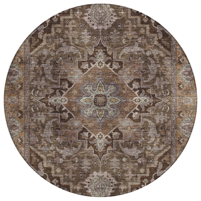 Tapis intérieur / extérieur lavable à la machine Arline ACN2165 Global, Rond 8 pi
