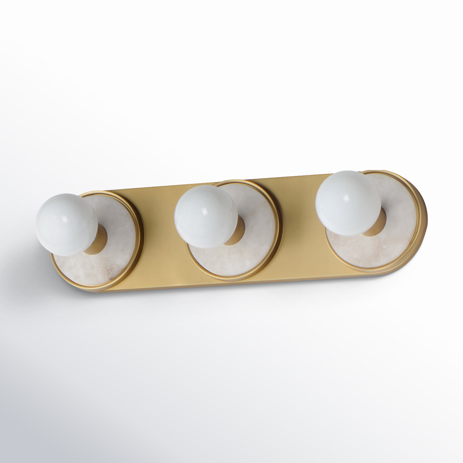 Rocha 3 Light Alabaster Dimmable Bath Bar, No, White Alabaster/Natural Aged Brass